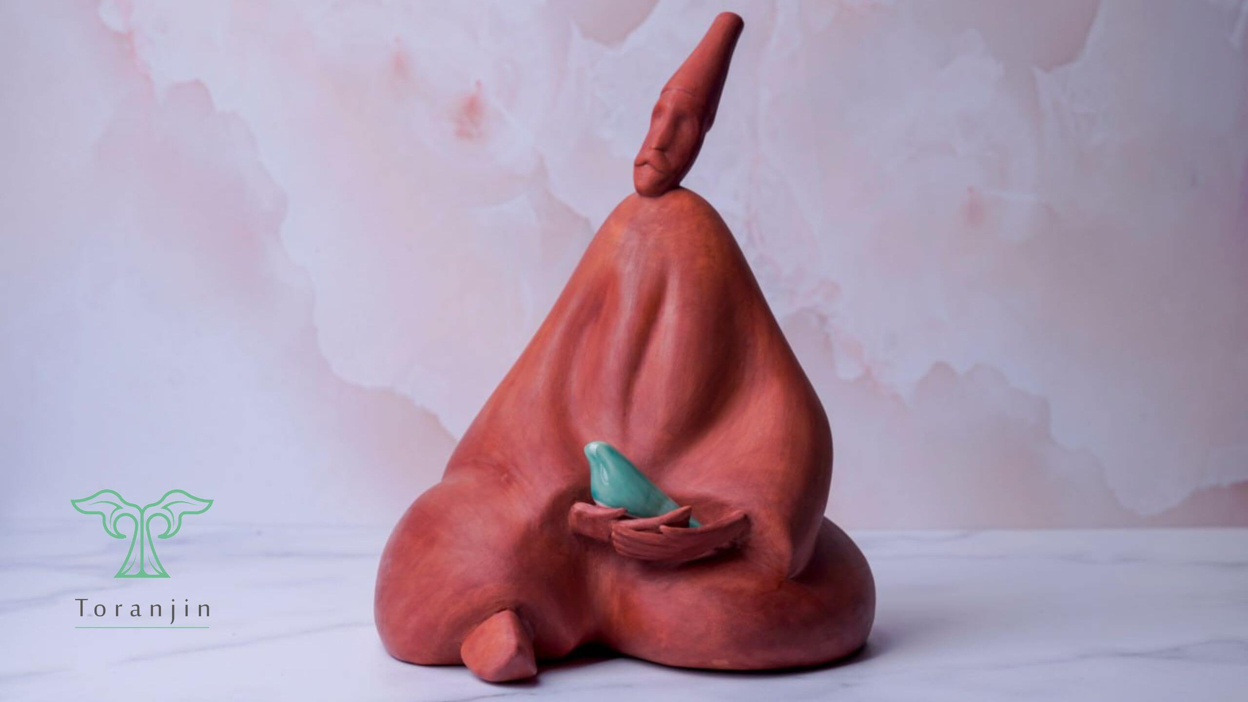 Handmade Pottery Soufi and Bird Sculpture